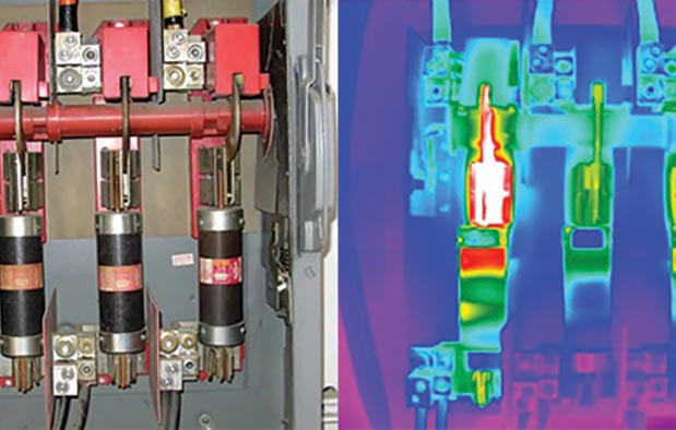 Electrical infrared survey showing overheated electrical elements