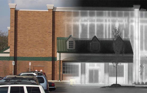 Infrared survey showing the interior and exterior of a building